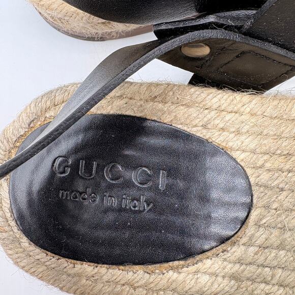 GUCCI Leather O-Ring Fisherman Espadrille Sandal Black Sz 10.5 $995 main image 6